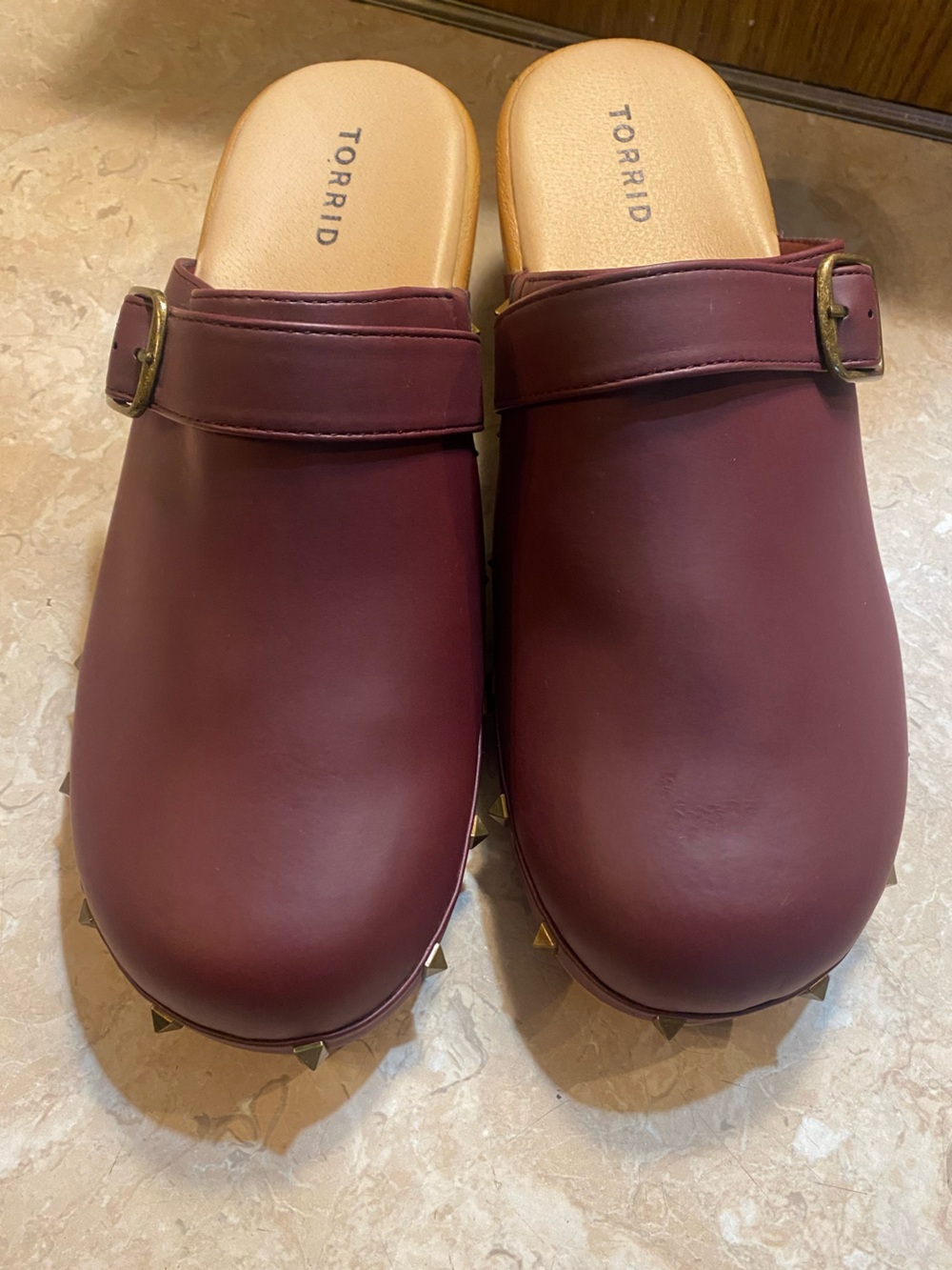 Torrid Burgundy Slip-On Studded Clog Mules